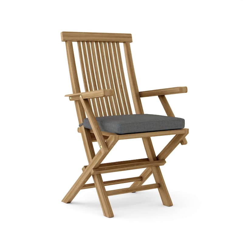 Bristol Teak Outdoor Dining Chair with Arms - Foldable (Set of 2) - N/A