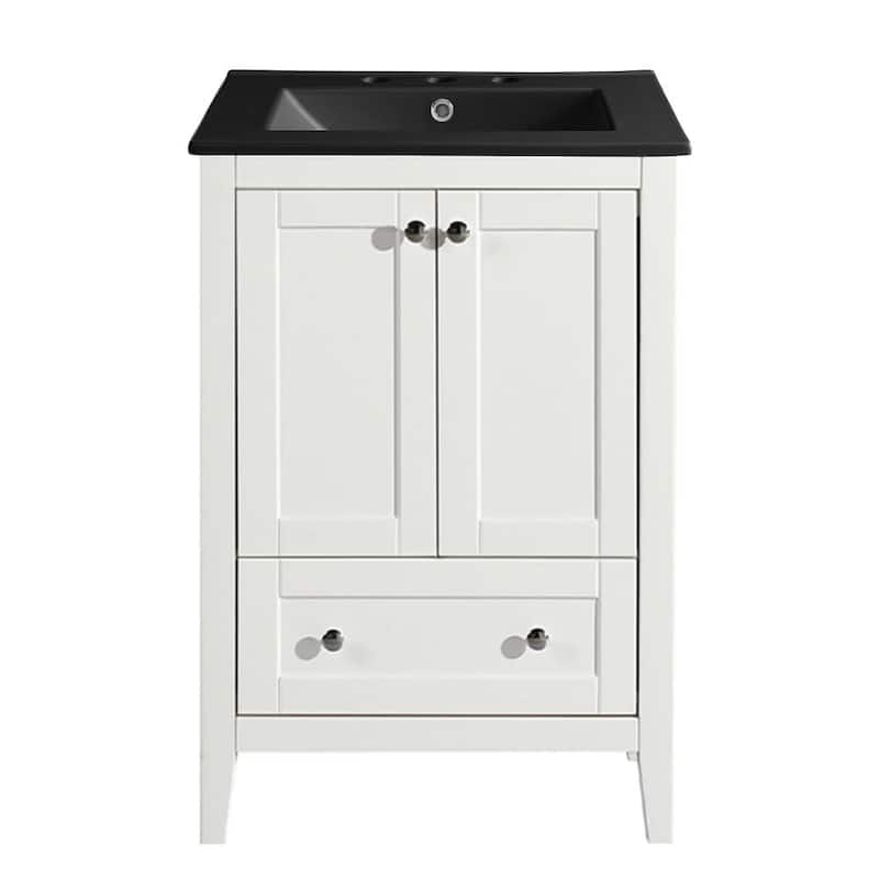 Swiss Madison SM-BV412-3MB Cannes 24" Free Standing Single Basin - White / Matte Black - Painted