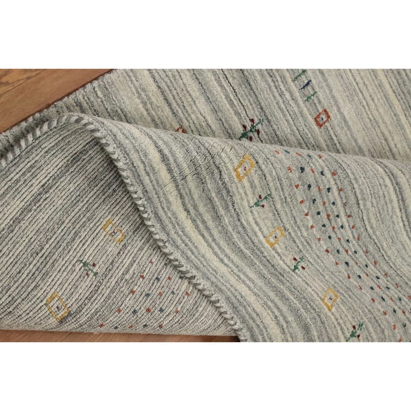 Hand Knotted Oriental 100% Wool Carpet Tribal Animal Pictorial Greys & Charcoal Gabbeh Area Rug - 7' 9'' X 4' 10''