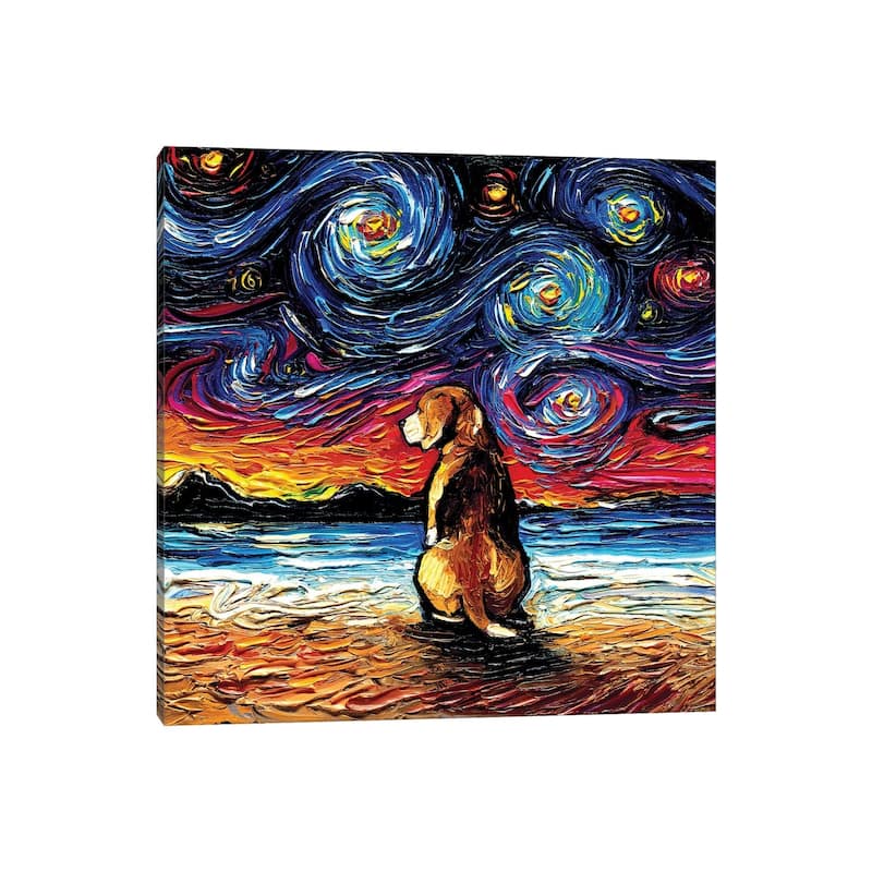 iCanvas "Beagle Night II" by Aja Trier Canvas Print