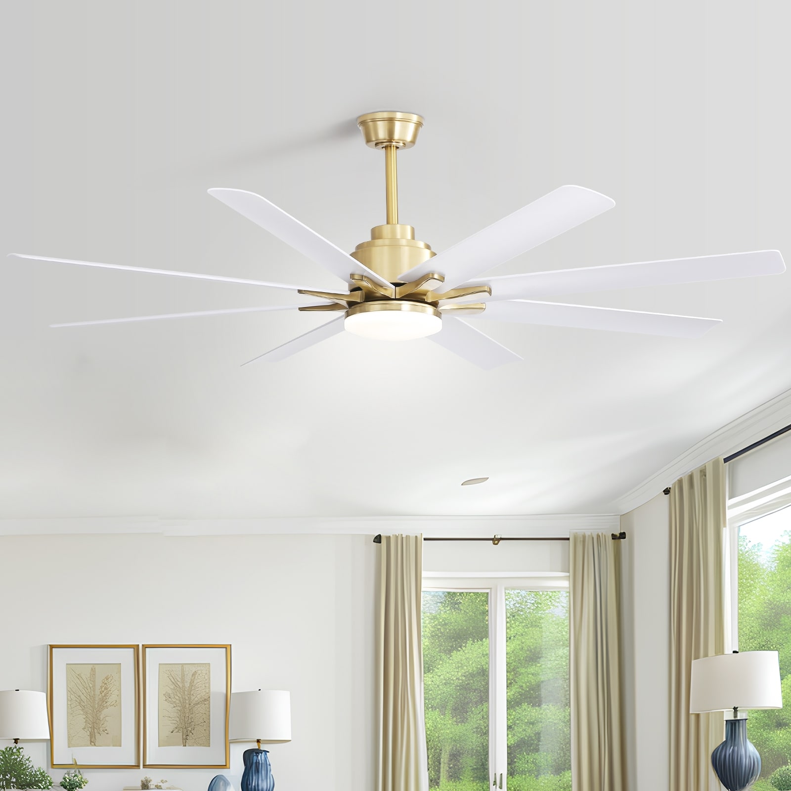 66 Inch Smart Ceiling Fan Light with Remote/APP/Alexa Control, Indoor/Outdoor Low Profile Ceiling Fans with Reversible Blades