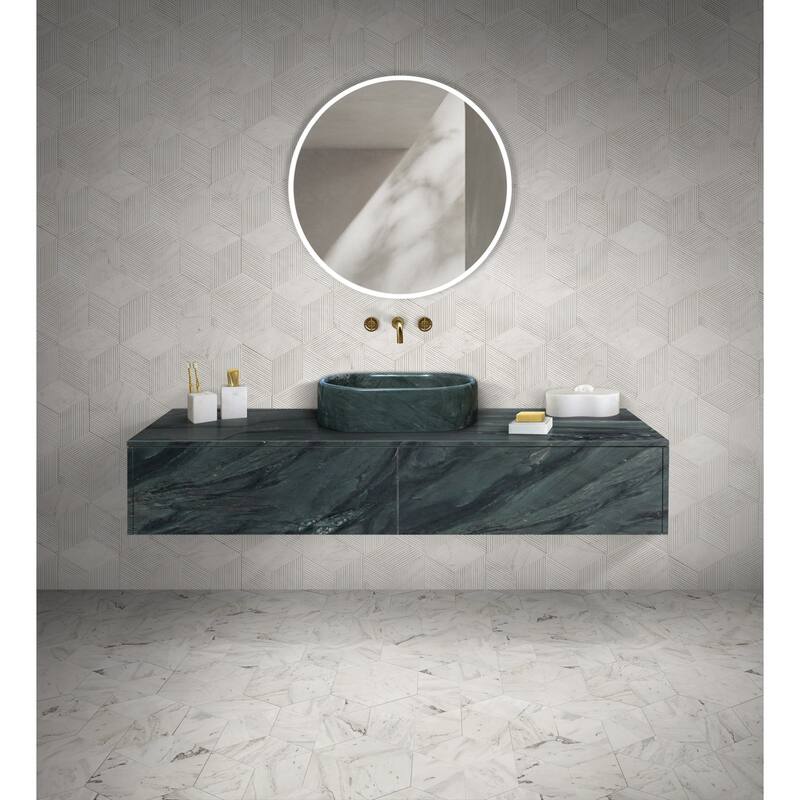 Roomfitters Marble Bathroom Vessel Sink, Natural Stone Countertop Wash Basin, Polished Oval Vanity Sink