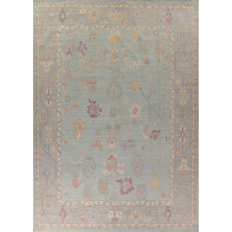 Turkish Oushak Vegetable Dye Turkish Large Rug Handmade Wool Carpet - 10'2"x 13'7"