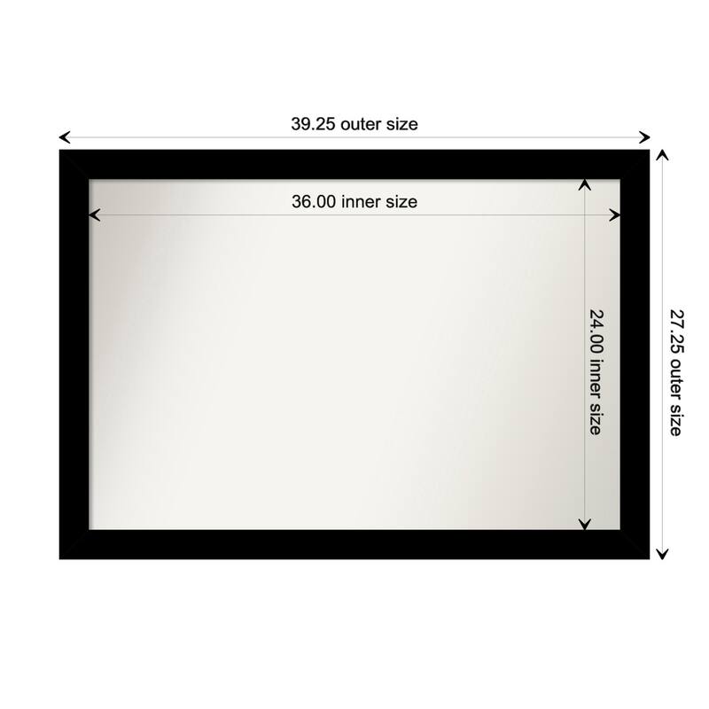 Brushed Non-Beveled Framed Wall Mirror - Brushed Black - Glass Size 36x24