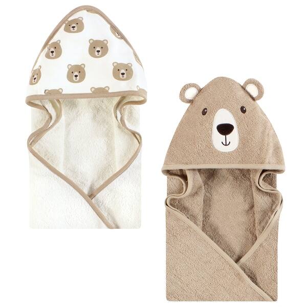 slide 1 of 1, Hudson Baby Cotton Animal Face Hooded Towel, Tan Bear, One Size - Tan Bear - One Size One Size - Tan Bear
