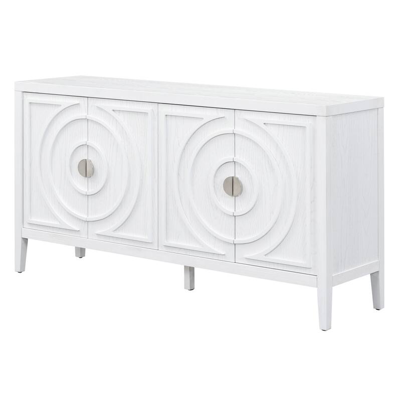 Sideboarddoor with Circular Groove Design Round Metal Door Handle - N/A
