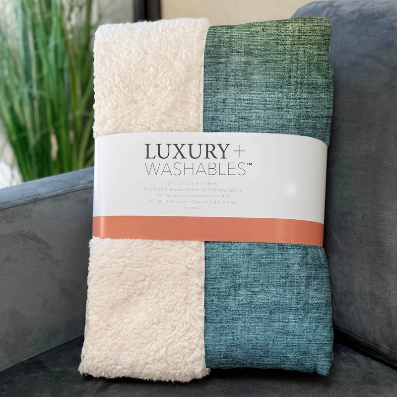 Premium Machine Washable Modern Ombre Sherpa Throw Blanket