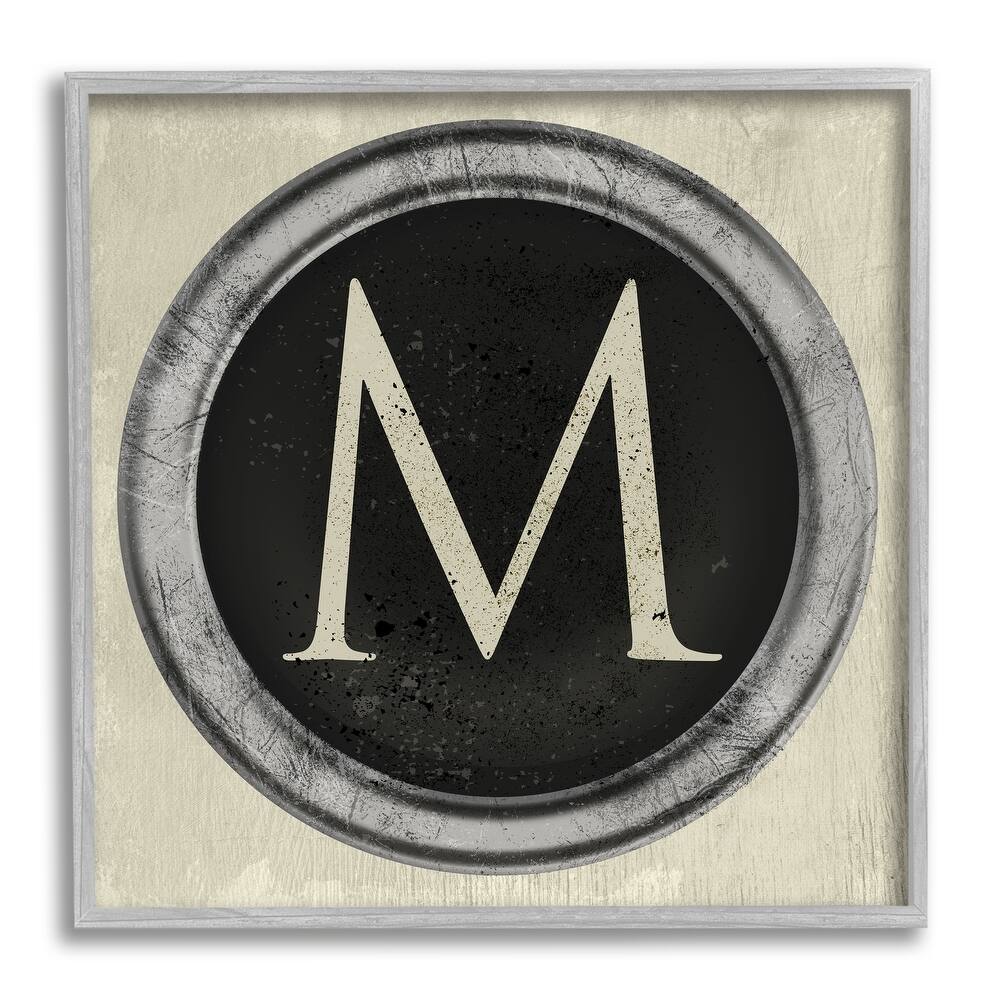 Stupell Letter M Initial Vintage Shape Typewriter Key Framed Wall Art - Beige