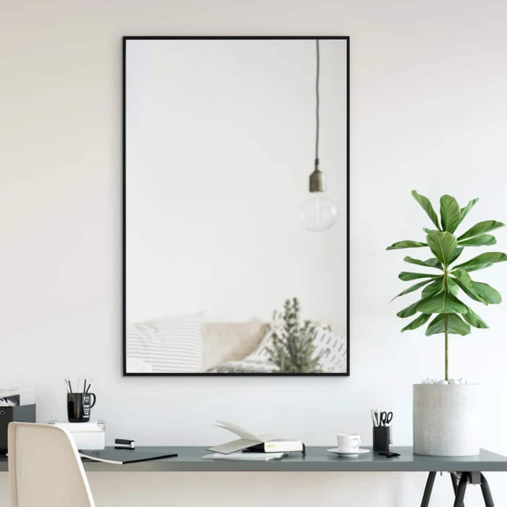 Rectangular Eclectic Framed Wall Mirror - 35.5" - Black
