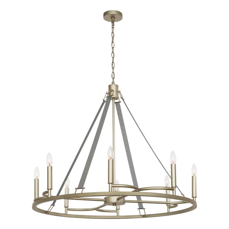Modern 8 - Light Wagon Wheel Candle Style Chandelier - 36.22"x36.22"x31.69"