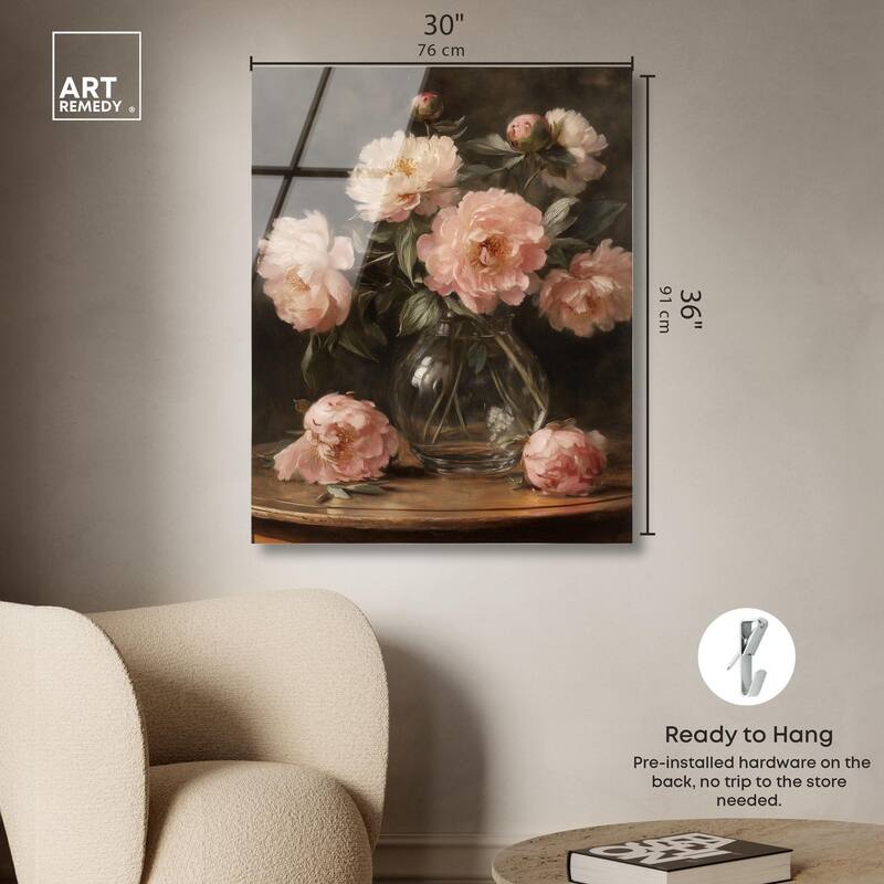 Vintage Velvet Vase Acrylic by Art Remedy, Ready to Hang