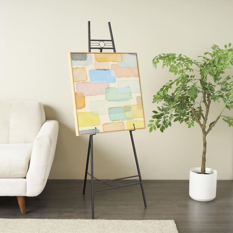 Metal Geometric Tall Adjustable 3 Tier Display Easel with Chain Support - Black or Gold - Roche River Decor