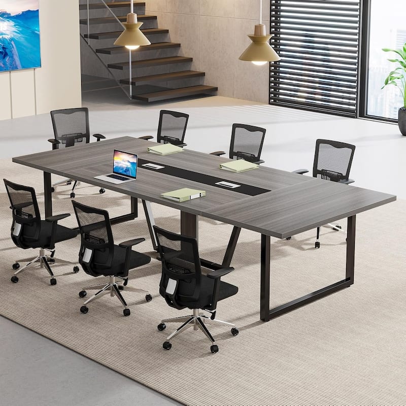 8FT Large Conference Table with Strong Metal Frame for Office Conference