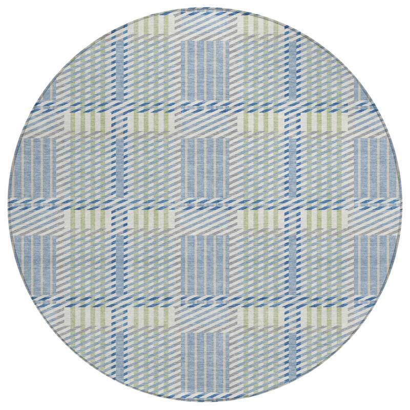 HomeRoots Plaid Transitional Rectangle Outdoor Rug