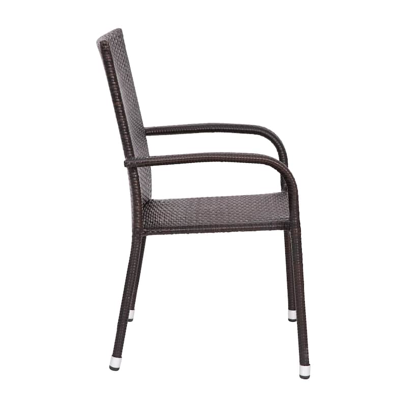 Indoor/Outdoor Stacking Steel Framed Wicker Dining Armchairs - 2 Pack