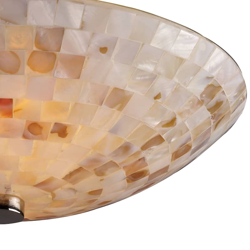Elk Home Capri Satin Nickel With Ivory Capiz Shells 2 Light Semi Flush