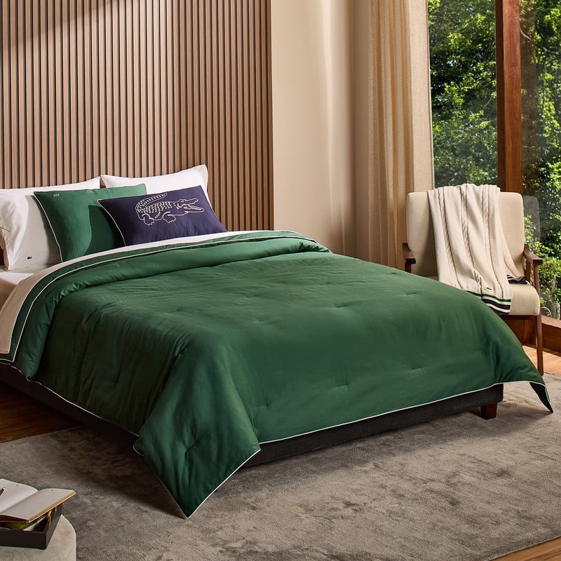 Lacoste Tiebreak 3-Piece Percale Cotton Comforter Set - Green - Twin