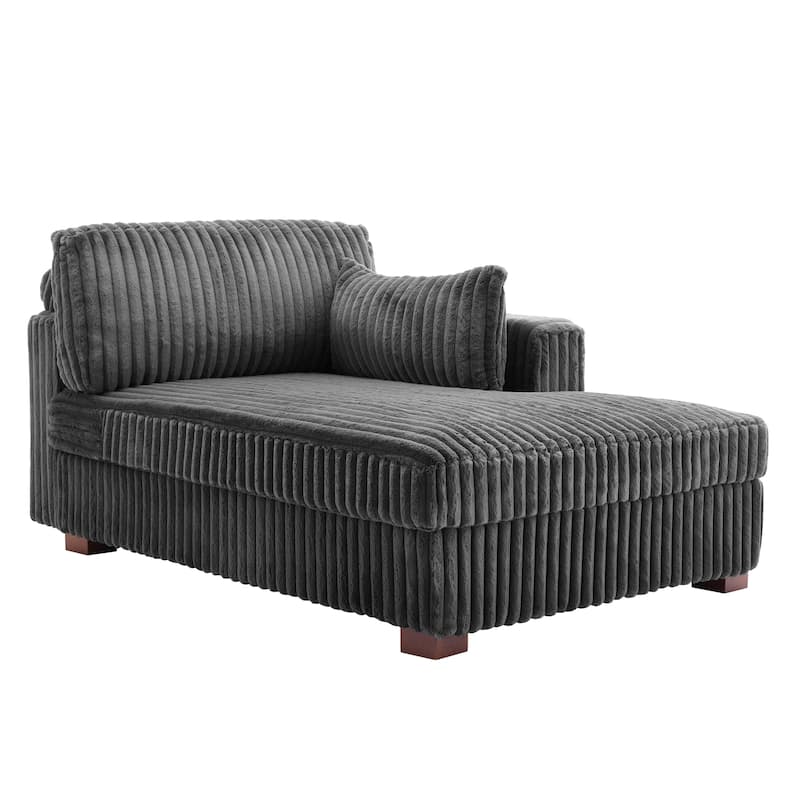 42" W Plush Corduroy Upholstered Chaise Lounge Sleeper for Living