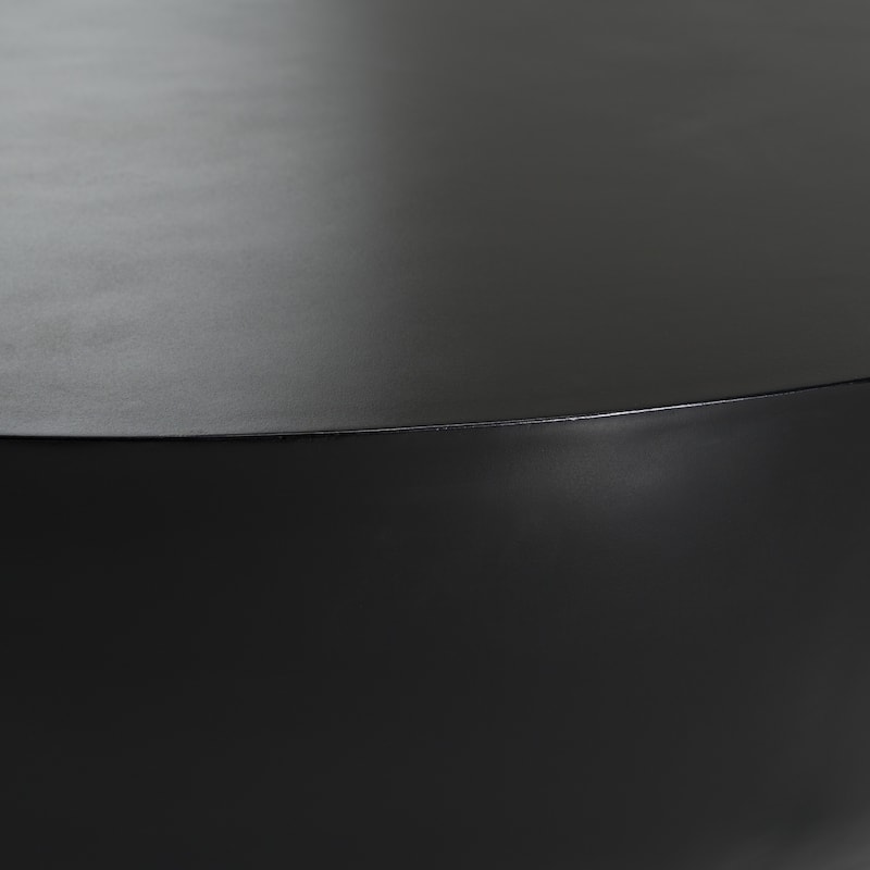 Modrest Bronte Modern Black Concrete Round Coffee Table