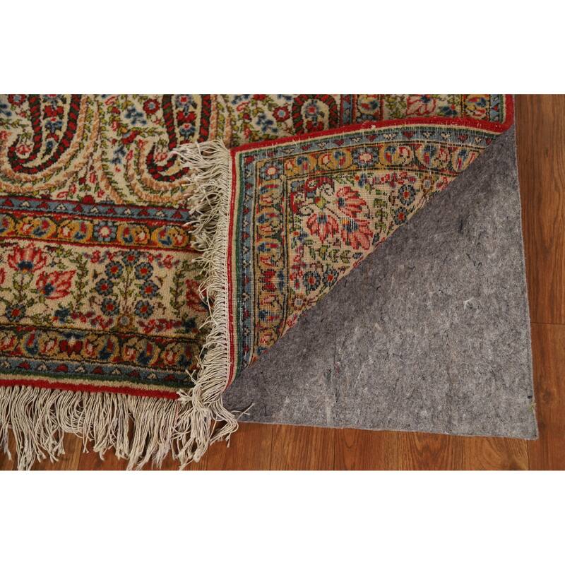 Hand Knotted Oriental 100% Wool Carpet Traditional All-Over Beige & Ivories Kerman Area Rug - 10' 5'' X 7' 3''