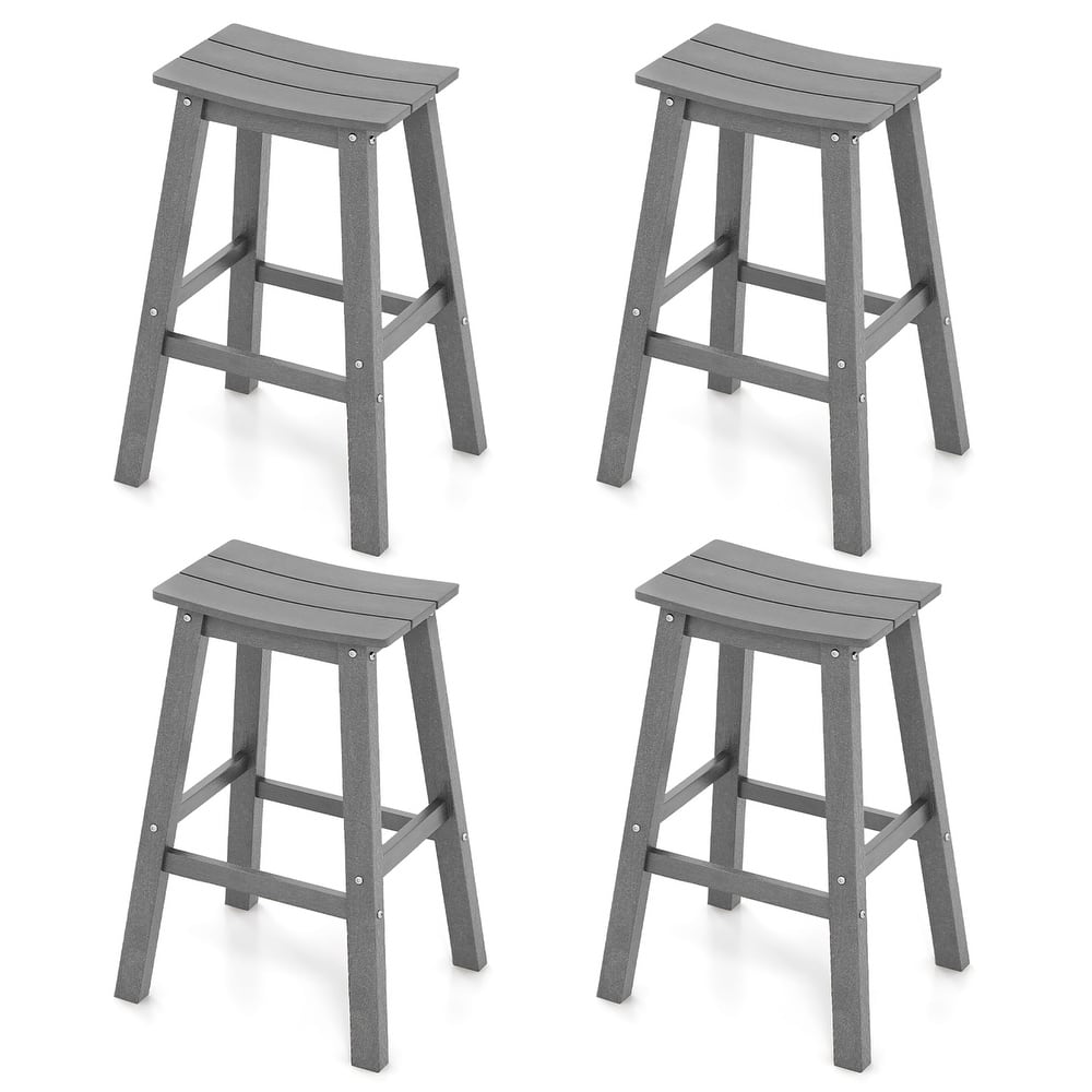 Gymax 29'' Patio Bar Stool Set of 4 w/ Curved Seat & Footrests for