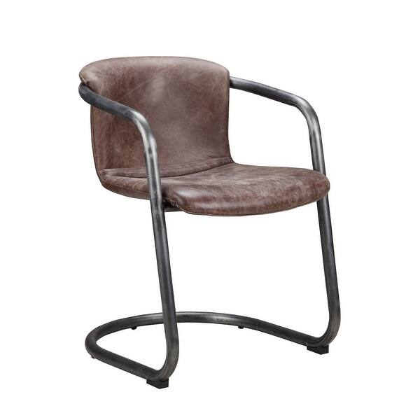 slide 2 of 13, Aurelle Home Rustic Leather Dining Chair (Set of 2) - 27 x 25 x 32 Brown