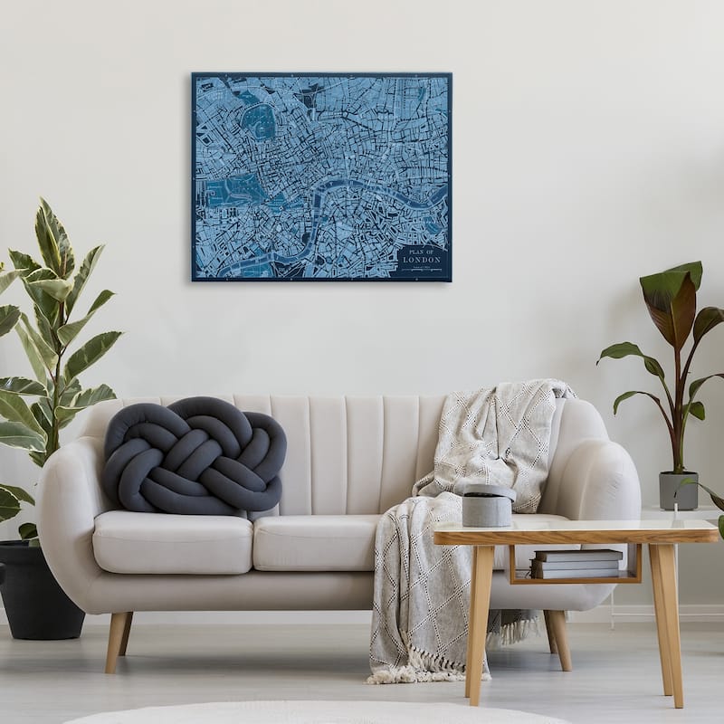 Stupell Blue Detailed London Map Canvas Wall Art Design By Phillipa Katz