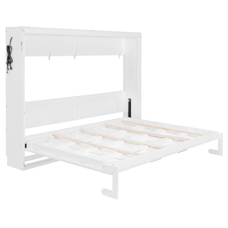 Side-Folding Printed Murphy Bed with LED and USB