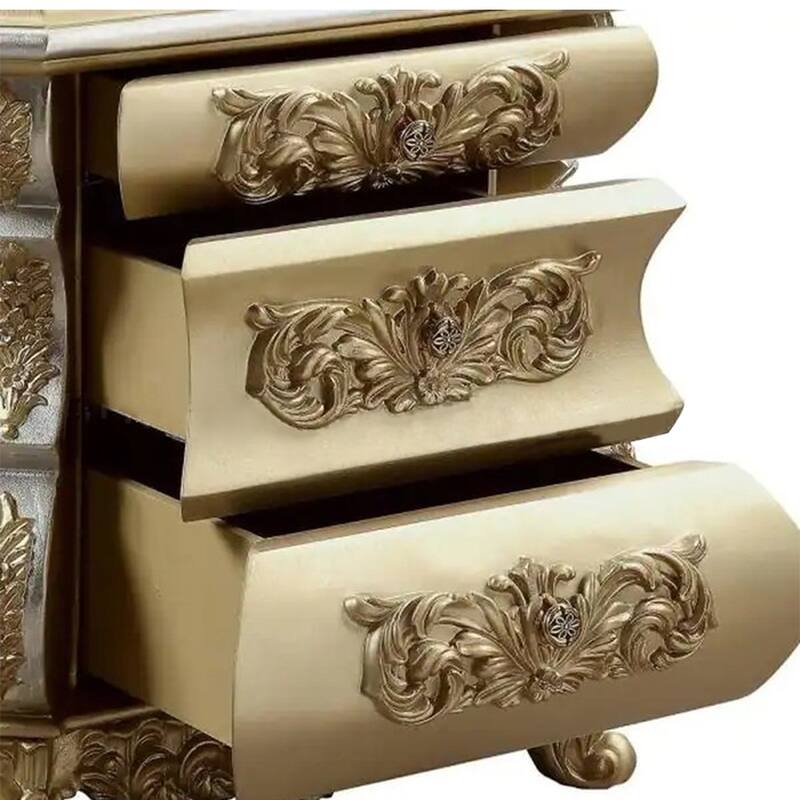3 Drawers Resin Nightstand in Gold Finish