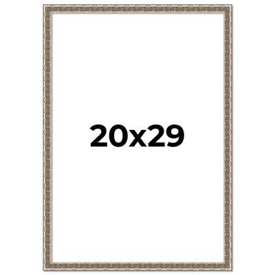 20x29 Frame Silver Versailles Ornate Solid Wood Picture Frame | 1 Inch