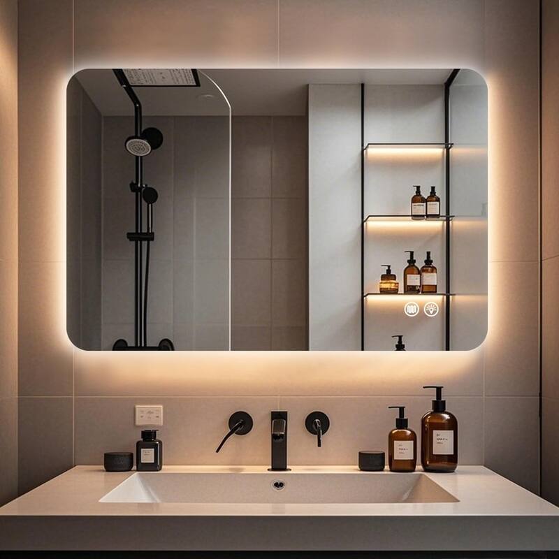 Rectangular Backlit Mirror Bathroom with LED strips, 24"x36"