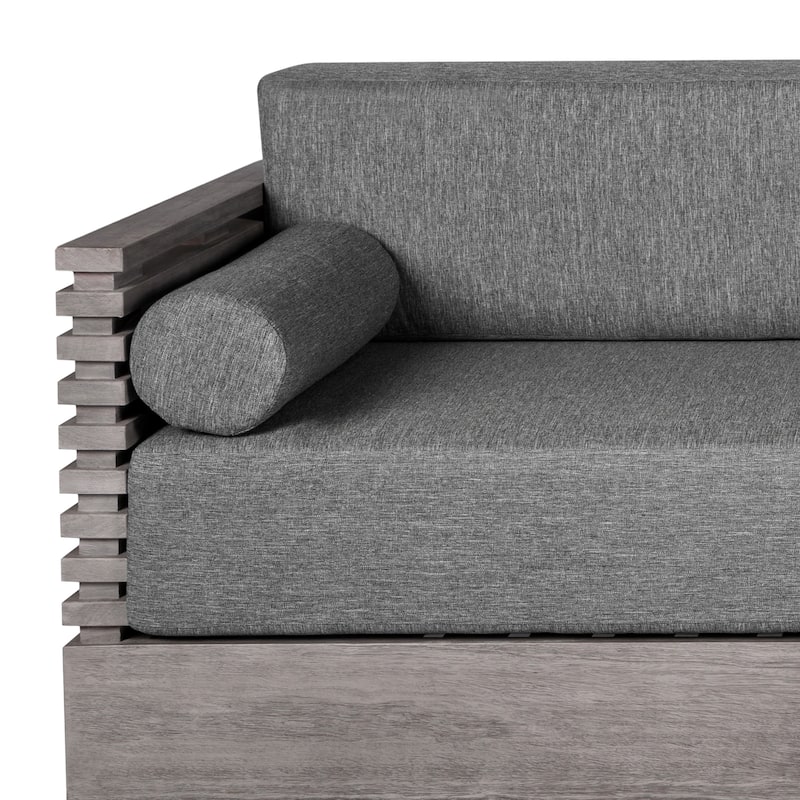 Vivid Eucalyptus Solid Wood All Weather Outdoor 3 Seater Patio Sofa with Olefin Cushions