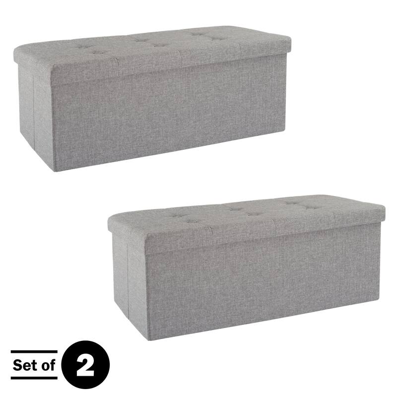 Lavish Home Set of Two 30-Inch Ottomans, Gray
