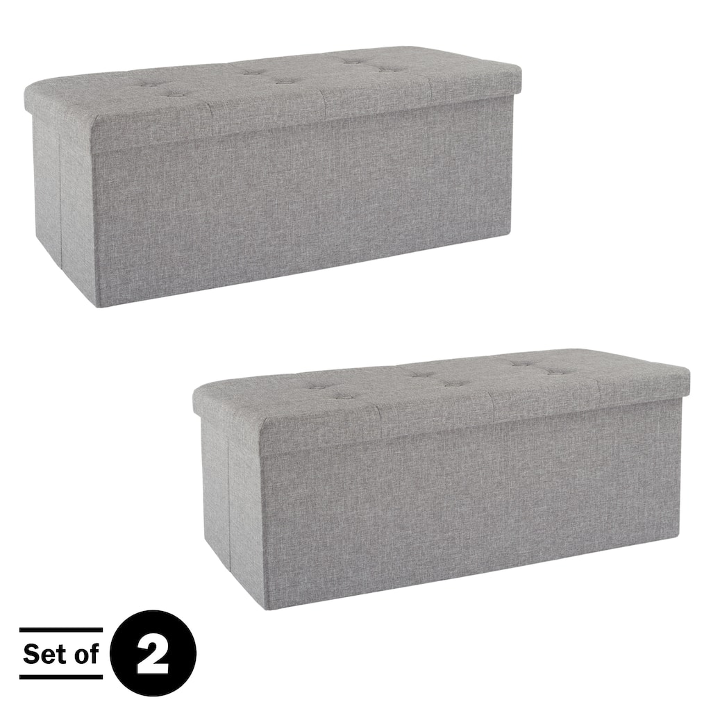 Lavish Home Set of Two 30-Inch Ottomans, Gray