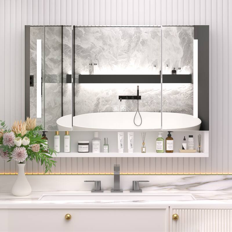 Modern 39x28 inches Bathroom Cabinets,Medicine Cabinets with Mirrors and LED Lights,Bathroom Cabinet with Multilevel Storage