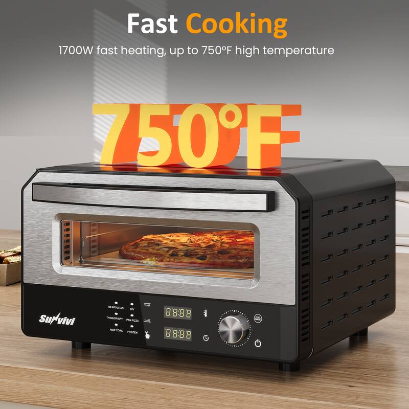 Electric Indoor Pizza Oven with 6 Presets