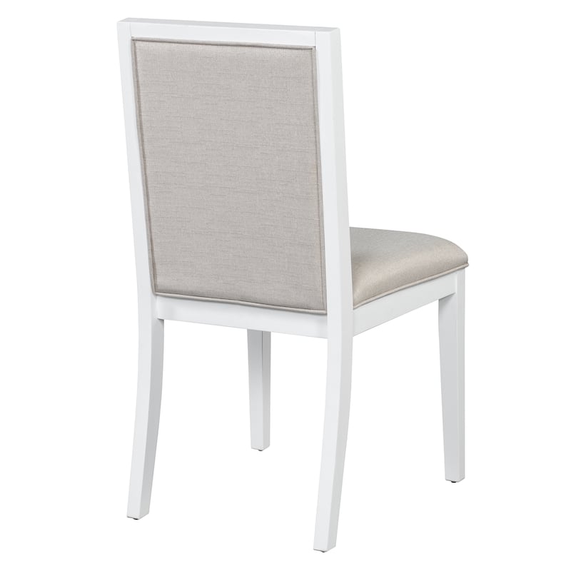 GDFStudio - 5-Piece Extendable Round Dining Table Set with 4 Upholstered Chairs, Kitchen Table with Removable Leaf