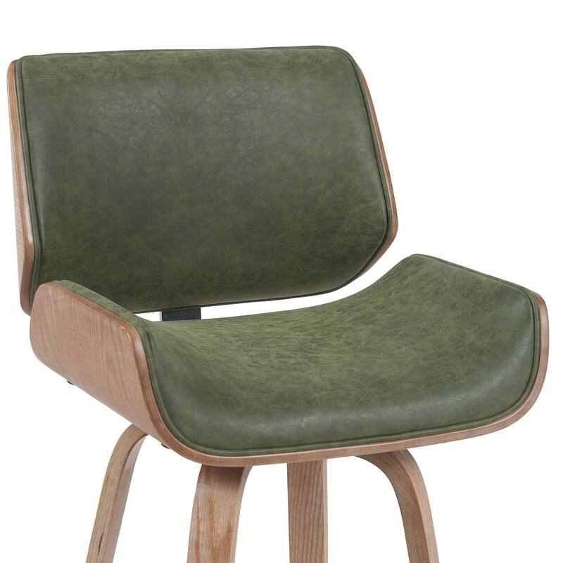 Tyler Mid-Century Swivel Bar Stool, Upholstered Counter Height Chair with Bentwood Legs