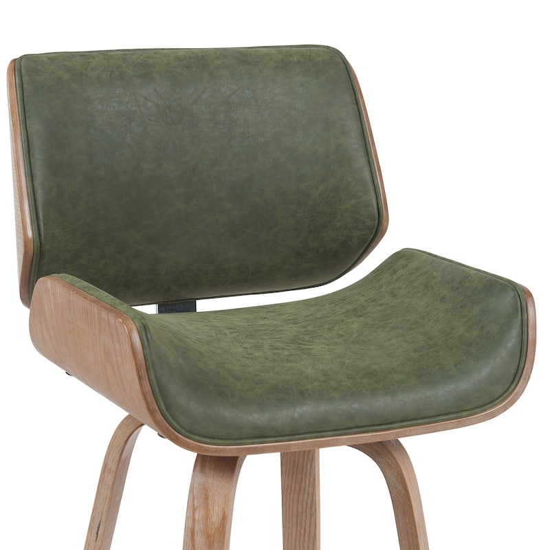 Tyler Mid-Century Swivel Bar Stool, Upholstered Counter Height Chair with Bentwood Legs