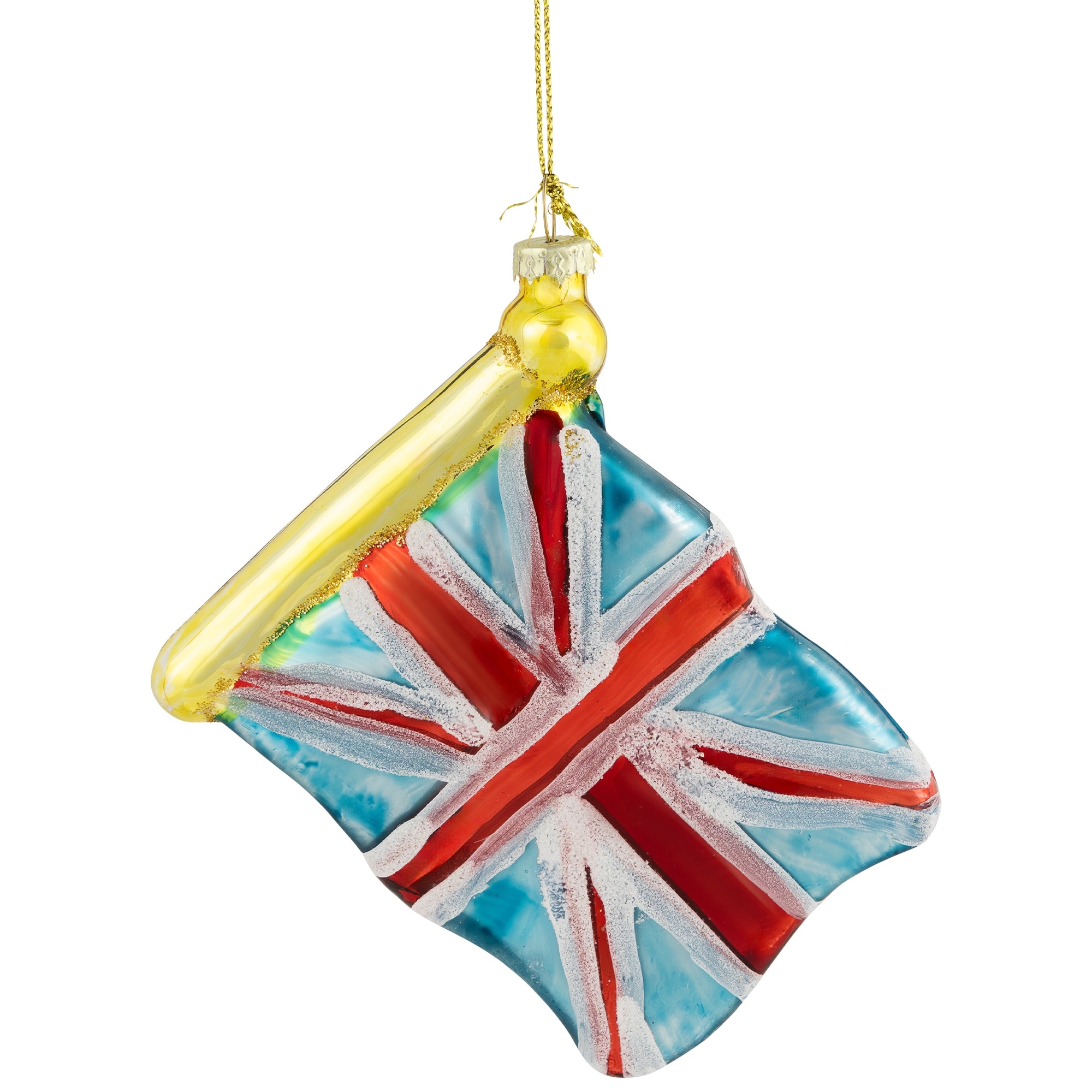 3.5" Union Jack Flag Glass Christmas Ornament - 3.25"