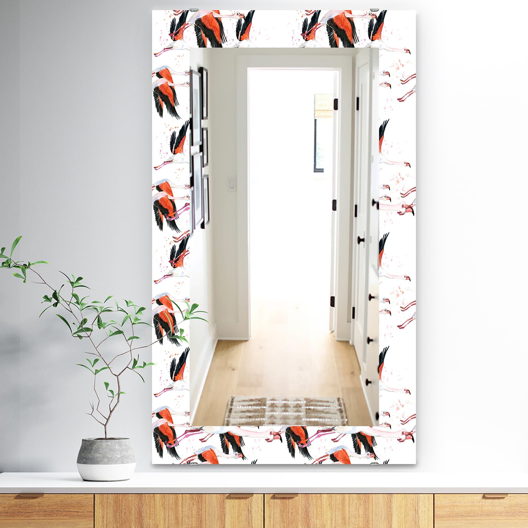 Designart Flamingo Tropical Traditional Mirror Frameless Vanity Mirror On Sale Overstock 28022069