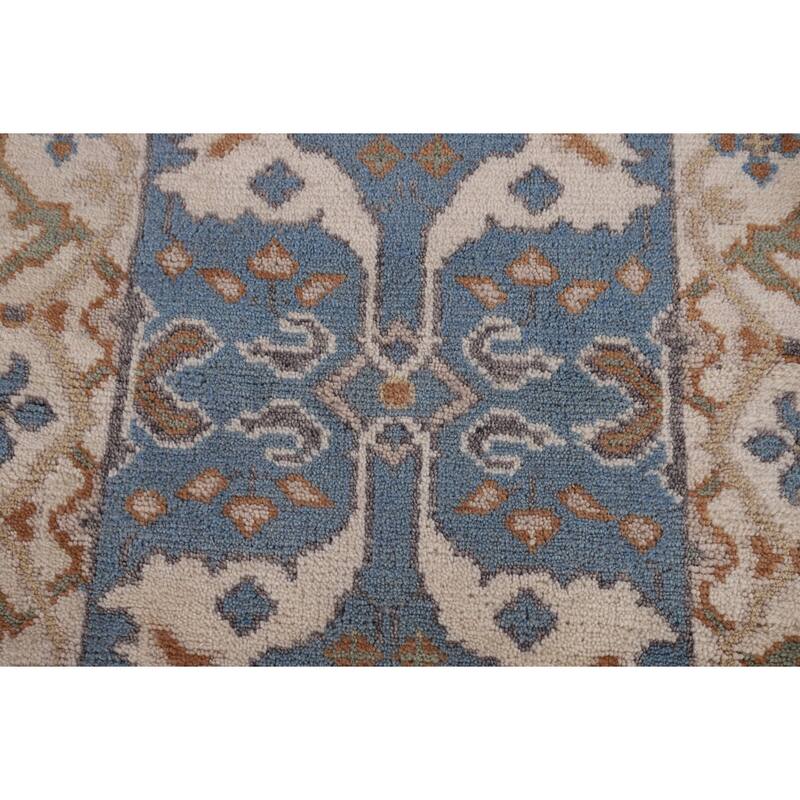 Light Blue Oushak Oriental Runner Rug Handmade Wool Carpet - 2'6" x 7'9"