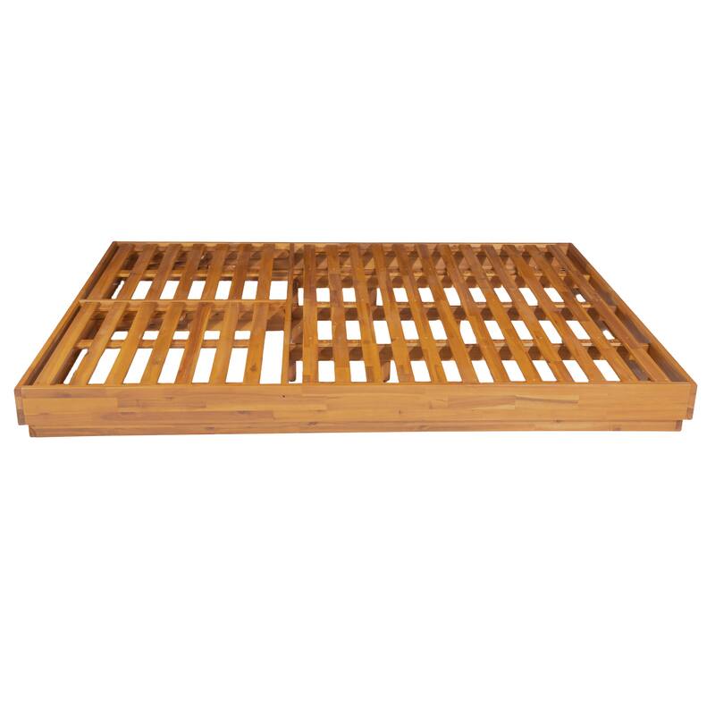 Christopher Knight Home - Modern Acacia Wood Outdoor Patio Sunlounge Set with Adjustable Backrests & Side Table