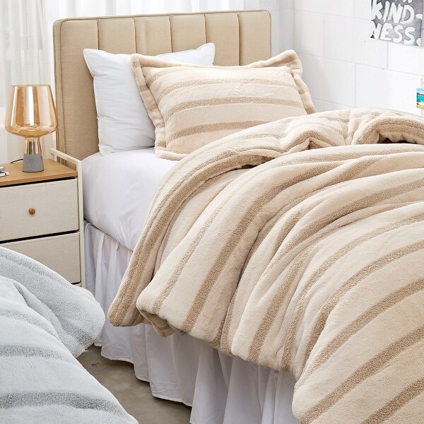 Coma Inducer® Cozzzzzzzzzzzzzzzzy Almond Cream Stripe XL Comforter
