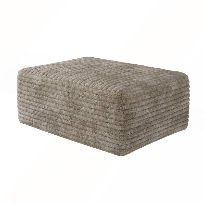 No-Assembly Required Modular Grey Ottoman with Plush Corduroy Fabric for Comfort