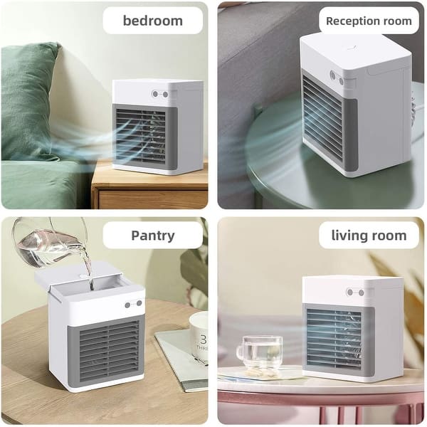 Portable Air Conditioner, Quiet USB Cooler with 3-Speed, Rechargeable Mini Air Conditioner with LED Light - On Sale - Overstock - 33892593