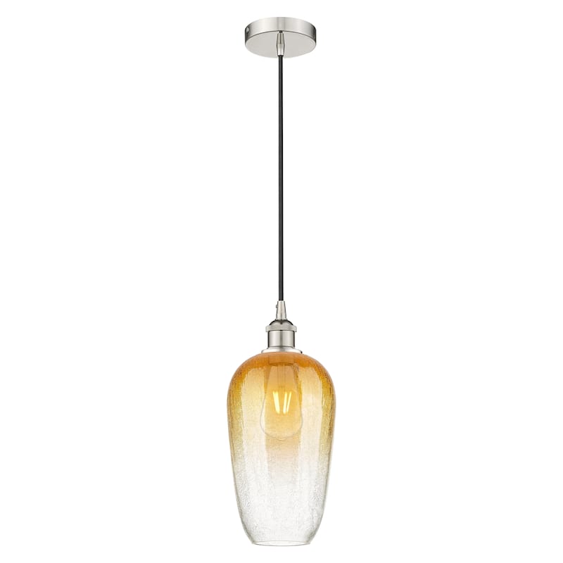 Innovations Lighting Endless Possibilities Edison - Brookhaven Flute - 1 Light 7" Cord Hung Mini Pendant - Polished Nickel/Amber