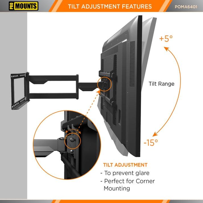 ProMounts Full Motion Indoor and Outdoor TV Wall Mount for TVs 32" - 75" Up to 132 lbs