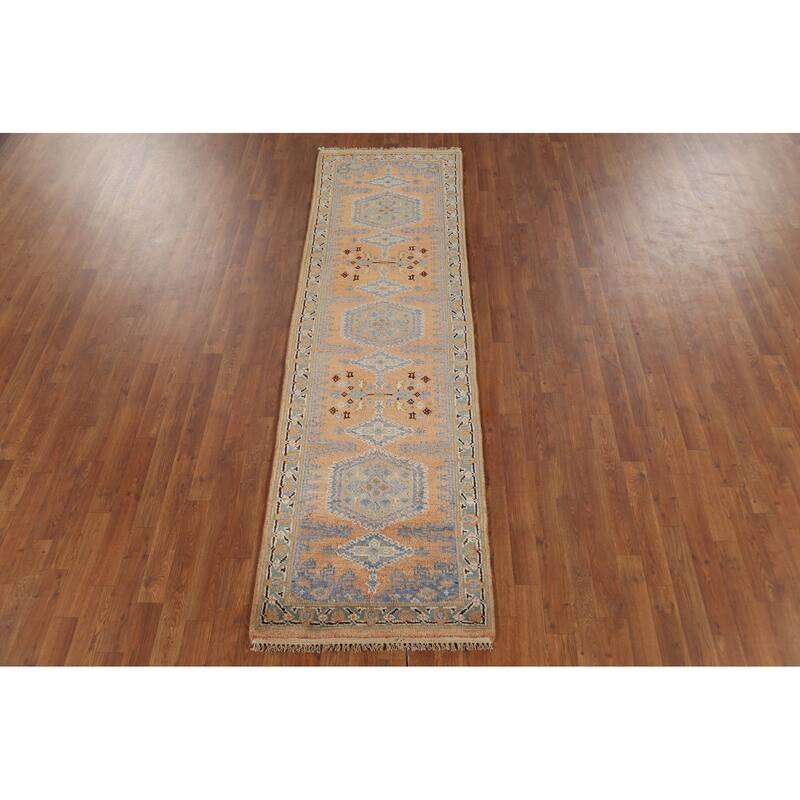 Geometric Viss Oriental Runner Rug Hand-Knotted Wool Carpet - 2'5"x 8'2"
