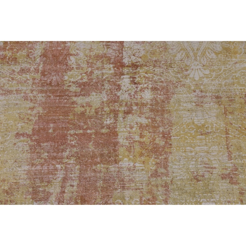 Orange Abstract Modern Area Rug Handmade Wool Carpet - 7'10"x 9'9"